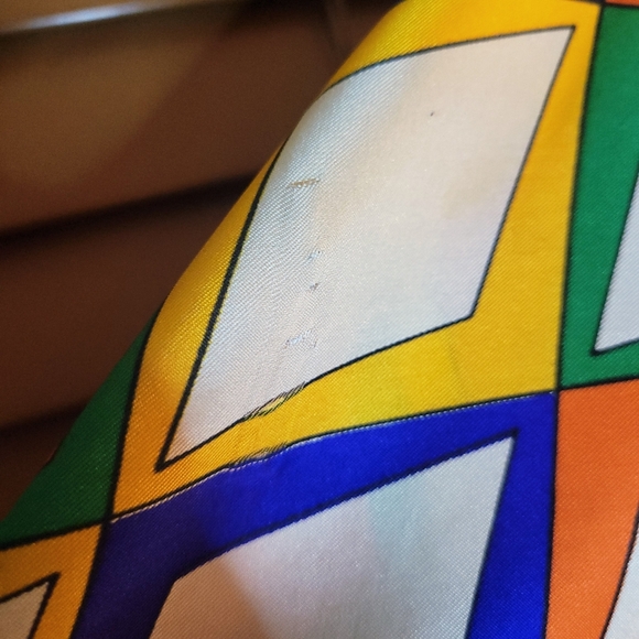 Retro Vintage Colorful Geometric Patterned Square Scarf - Picture 6 of 7